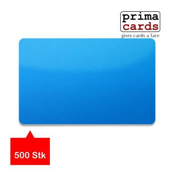Plastikkarten blau-metallic beidseitig glänzend laminiert 86 x 54x 0,76 mm – VPE 500 Stk
