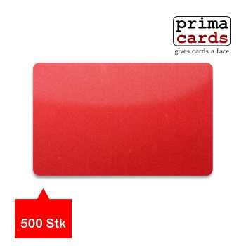 Plastikkarten rot-metallic beidseitig glänzend laminiert 86 x 54x 0,76 mm – VPE 500 Stk 