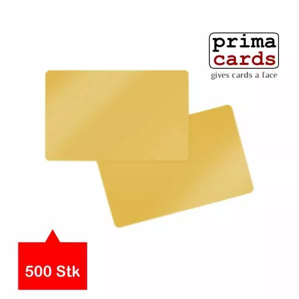 Plastikkarten in gold PREMIUM glänzend laminiert 86 x 54x 0,76 mm – VPE 500 Stk günstig kaufen.