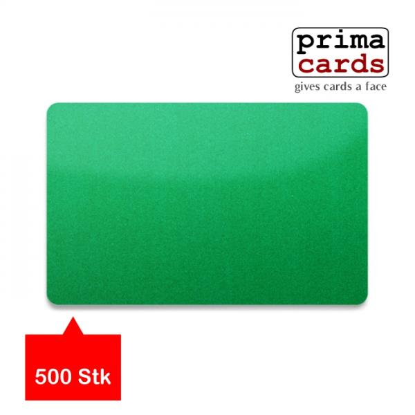 Plastikkarten grün-metallic beidseitig glänzend laminiert 86 x 54x 0,76 mm – VPE 500 Stk