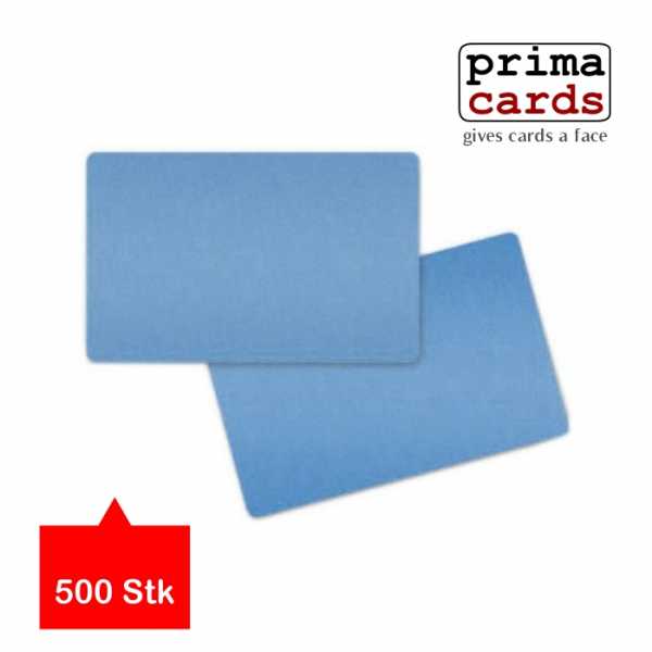 Plastikkarten hellblau-metallic beidseitig glänzend laminiert 86 x 54x 0,76 mm – VPE 500 Stk